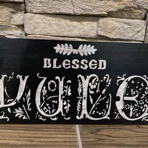 Primitive Blessed Yule Handmade Christmas Sign